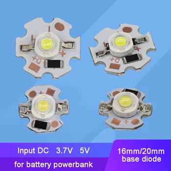 LED 풀 스펙트럼 비즈 라이트 + 20mm 스타 베이스, 입력 3.7V, 5V, 1W, 3W, 화이트 그린, 로얄 블루, 레드, 10 개