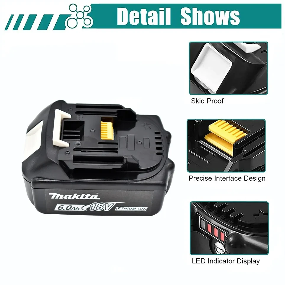 Makita Original 18V 3.0AH 4.0AH 5.0AH Rechargeable Power Tools Battery With  LED Li-ion Replacement LXT BL1860B BL1850 BL1860 - AliExpress