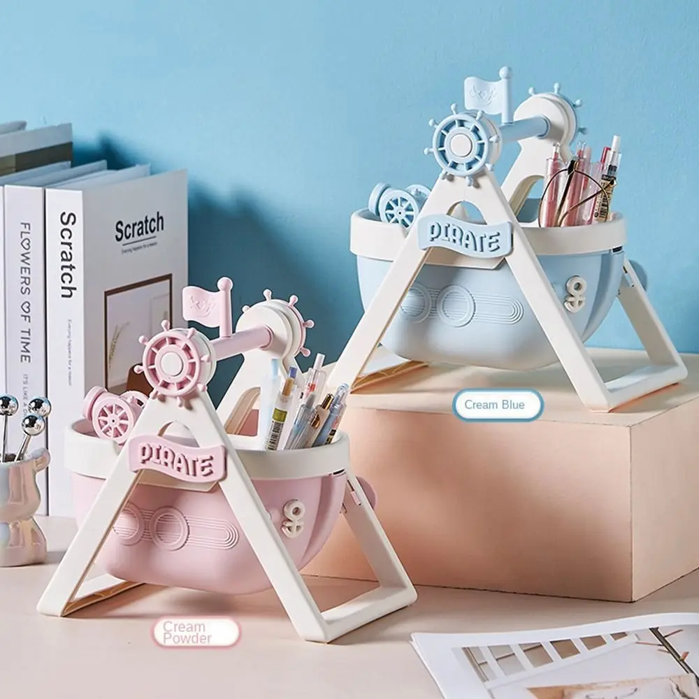 

Милый забавный держатель для ручек с пиратским кораблем, милый креативный органайзер для ручек, мультяшный Многофункциональный канцелярский контейнер