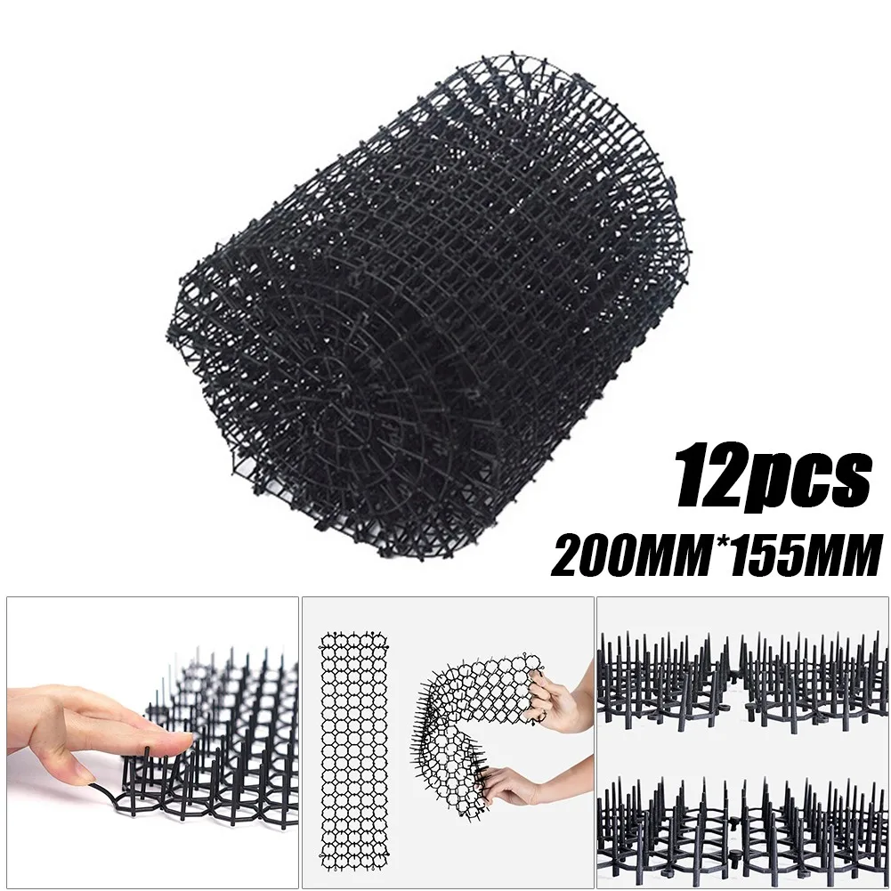 Garden Anti Cat Dogs Repellent Mat Prickle Strips 12PCS 200x155MM Safe Plastic Spike Thorn Cat Crates Gates Containment