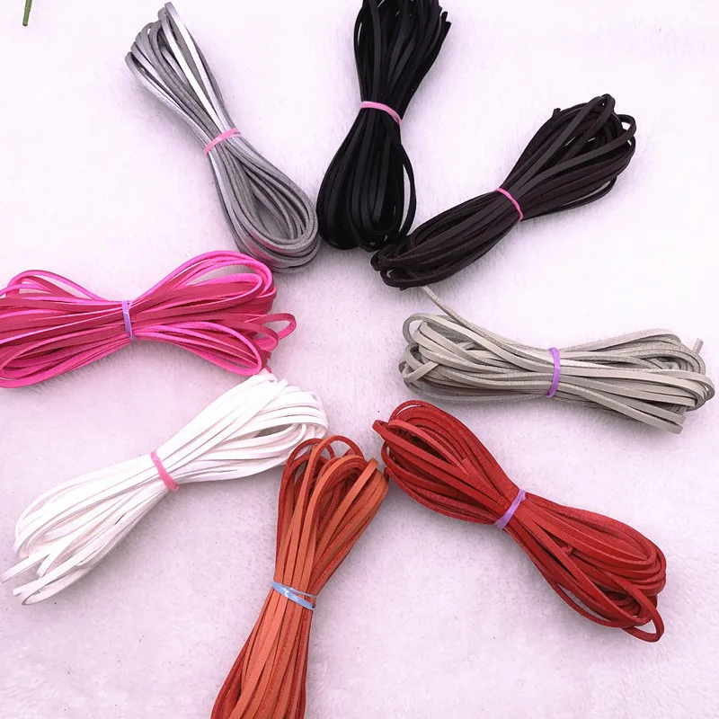 5yards 3mm Flat Faux Suede Braided Cord Belt Leather Korean Velvet Leather Handmade Beading Bracelet Jewelry Making Rope leather cord faux suede cord