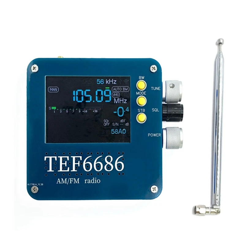 

1Set TEF6686 Radio Receiver Full FM/AM/Short Wave HF/LW Radio Receiver With Telescoping Antenna Blue Plastic