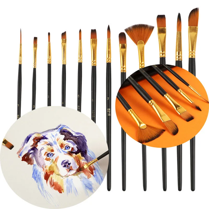 Nylon Art Oil Brush Set for Acrylic Painting and Watercolor