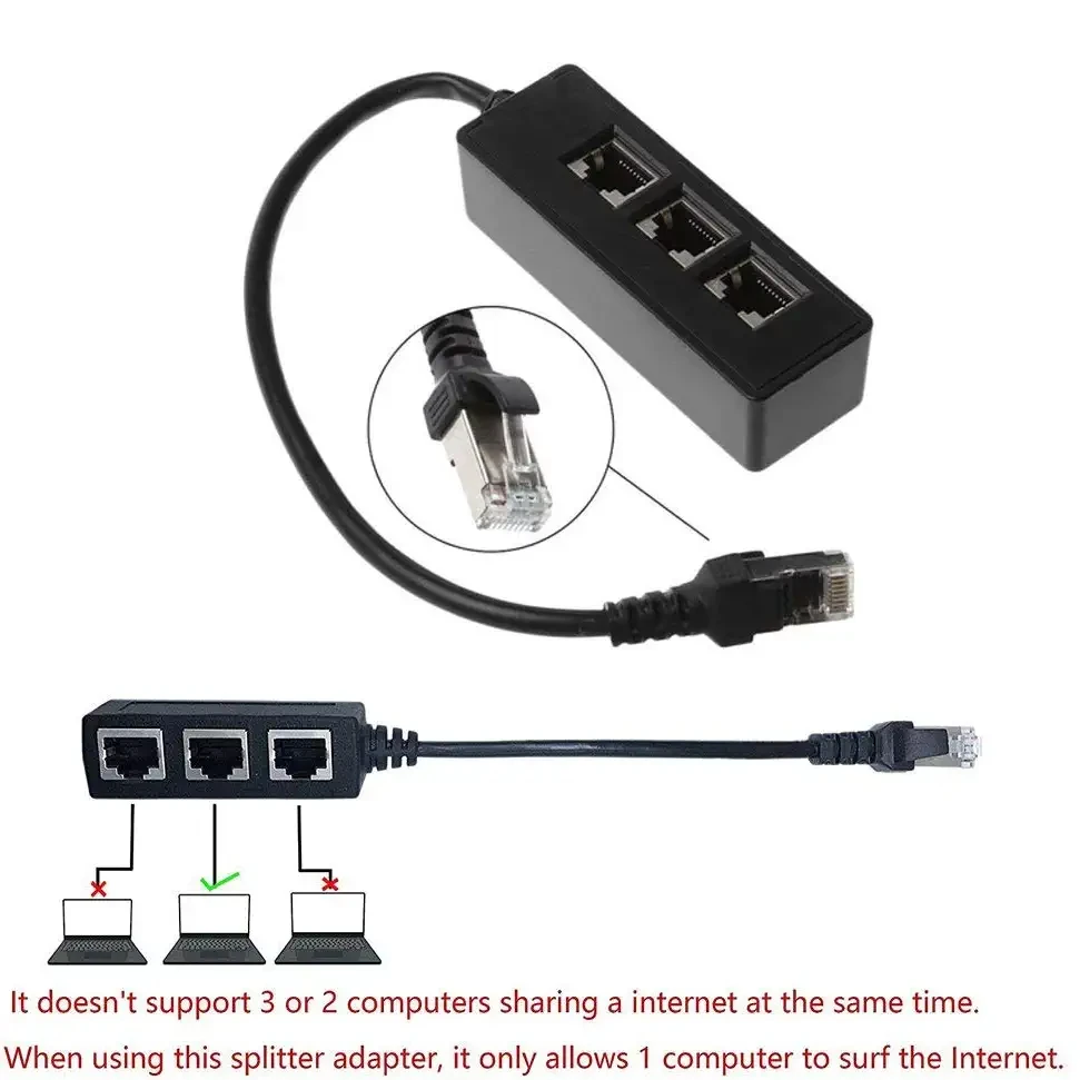 Connecteur répartiteur RJ45 1 à 3 voies Adaptateur de prise de