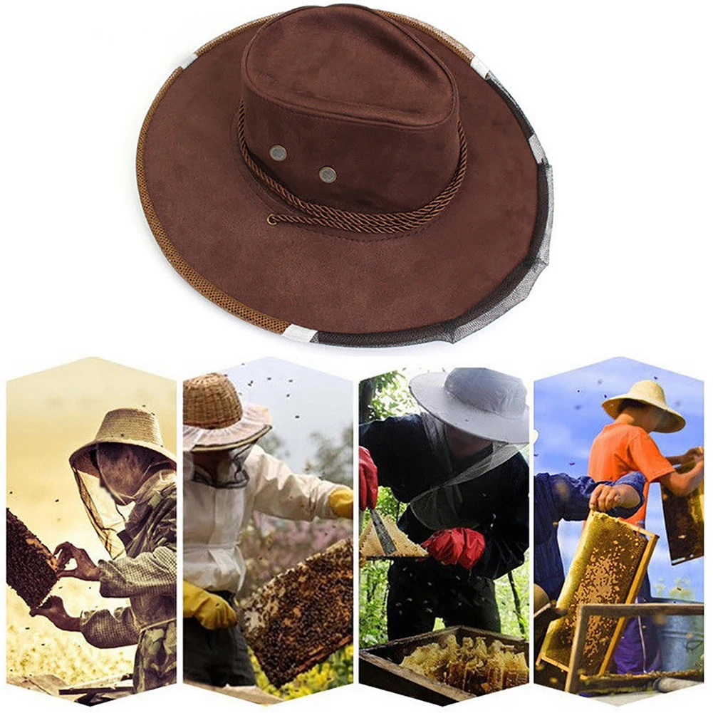 Beekeeping hat Anti Bee Beekeeping Hat Professional Mosquito Bug Insect Outdoor Protector Bee Resistance Net Mesh Head Face Cap Cowboy Cap