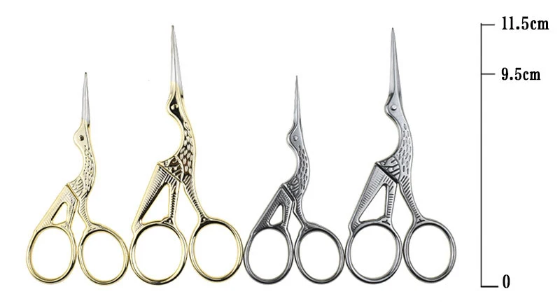 Description Picture 2 of item1pc Retro Crane Shaped Eyebrow Trimmer Scissors Nose Hair Vintage Facial Makeup Scissors Stainless Steel Nail Manicure Tools