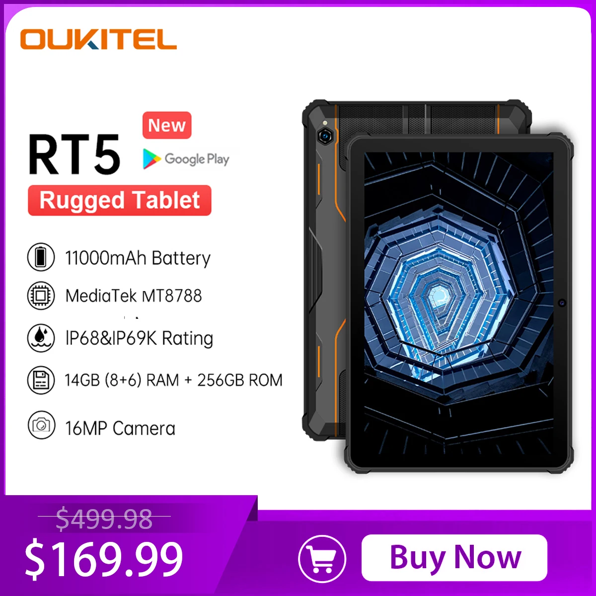 Oukitel Rt5 Tablet Robusti 11000Mah 10.1 "Fhd + 8Gb + 256Gb Tablet Android 13 Fotocamera Da 16Mp Tablet Caricati Da 33W