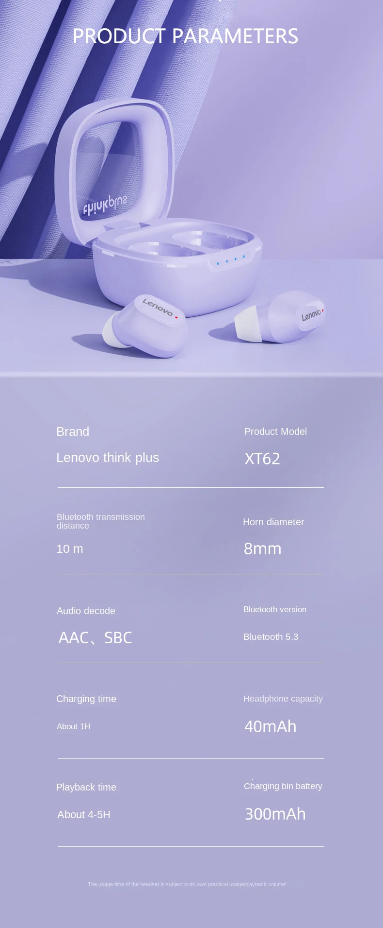 2023 New original Lenovo XT62 TWS bluetooth earphones