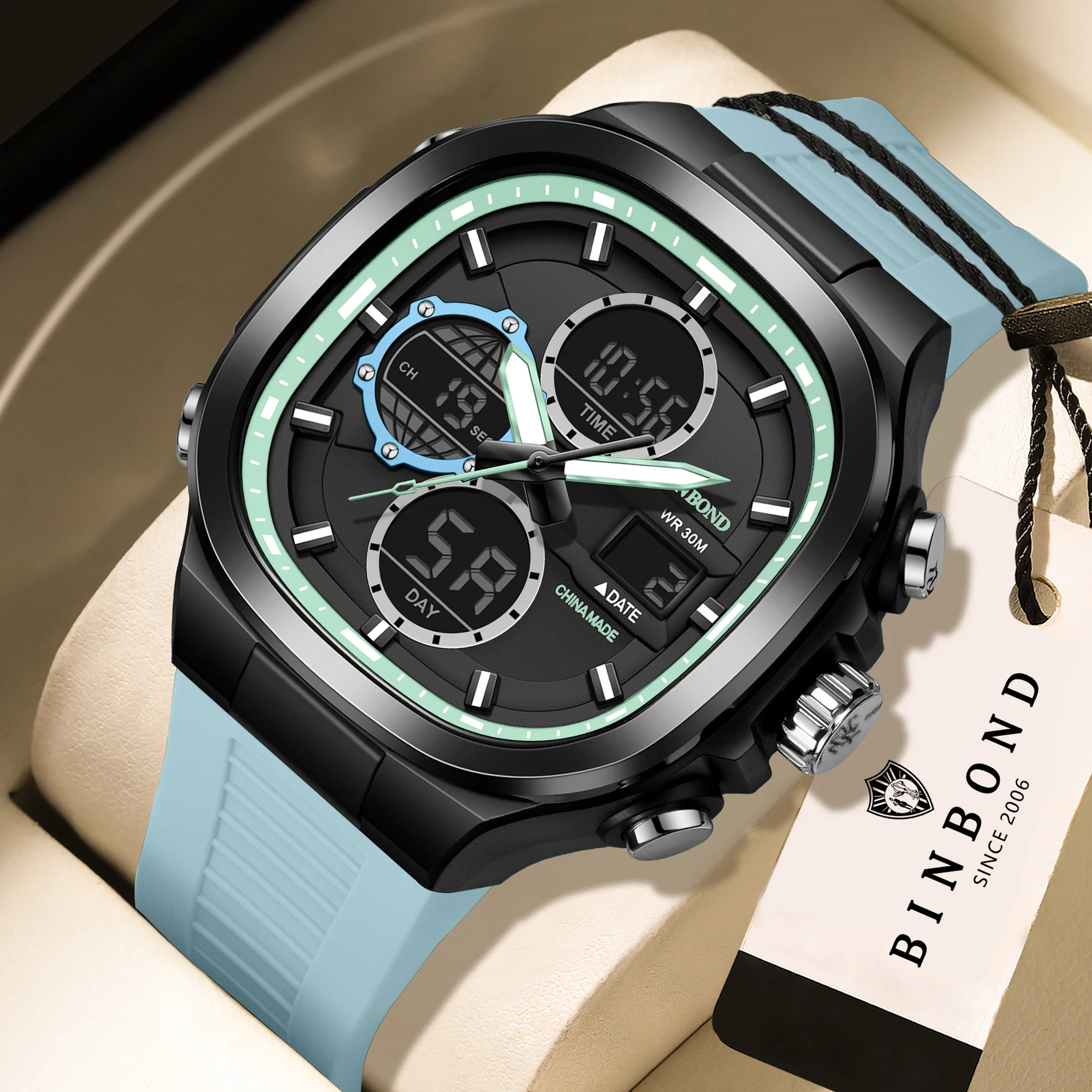 BINBOND Luxury Men's Chronograph Quartz Watch - Luminous & Waterproof