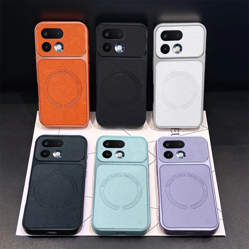 Magsafe Magnetic PU Leather Texture Shockproof Lens Protection Case
