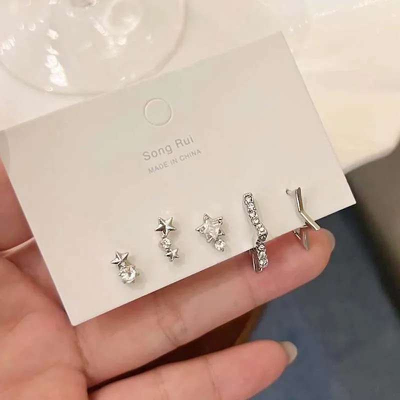 Earring Sets La Hearts 16 Pack Star And Moon Earrings 6Pcs - Main Image