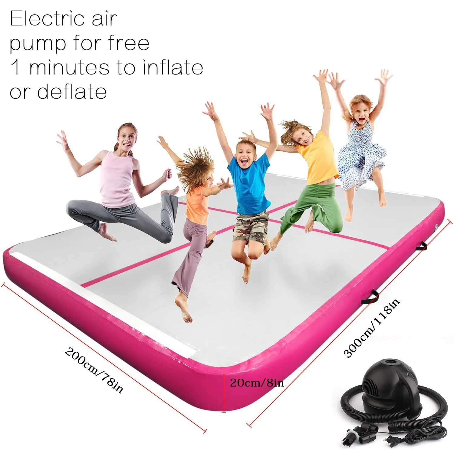 

Free Shipping 3x2x0.2m Inflatable Air Tumbling Mat Gymnastics Tumble Track 8 inches Thickness Air Mats with Electric Air Pump