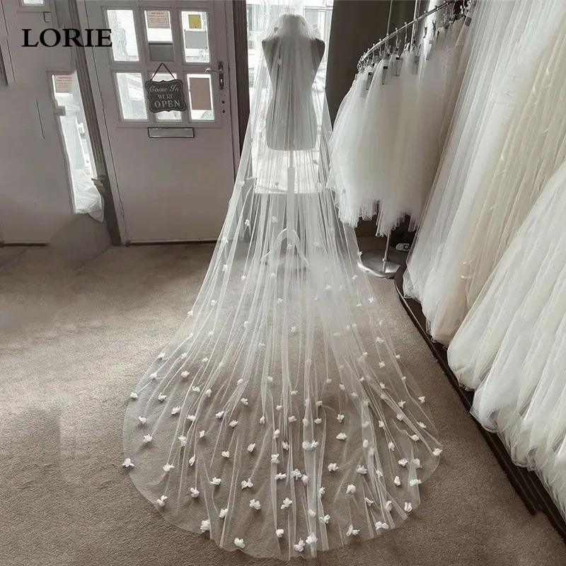 

LORIE 3D Lace Flowers Ivory Bridal Veils Girls Wedding Wedding Veils Soft Tulle Elegant Long Cathedral Veil Velos de Novia 2024