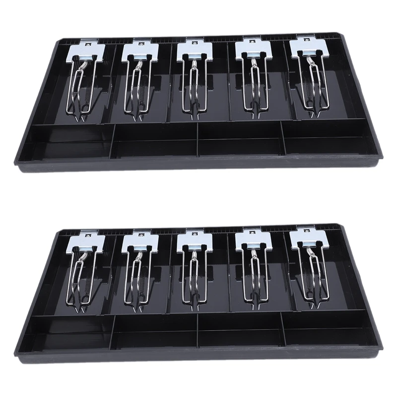 

2X 5-Grid Money Cash Coin Register Insert Tray Replacement Cashier Drawer Storage Register Tray Box Classify Store