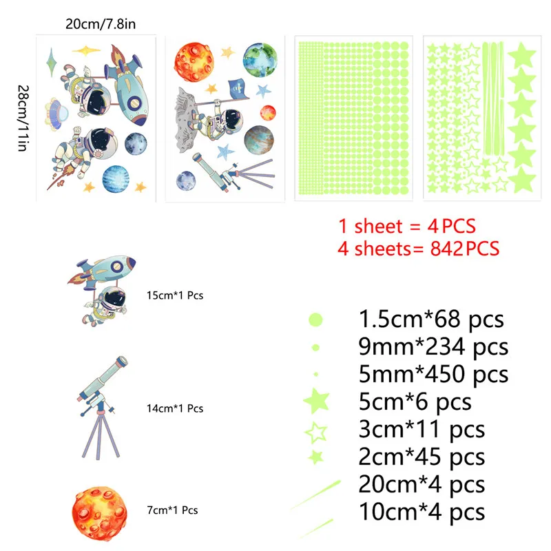 Luminous Planets Decals Fluorescent Meteor Stickers Children's Baby Room Ceiling Decor Stars Shine In The Dark Home Decoration