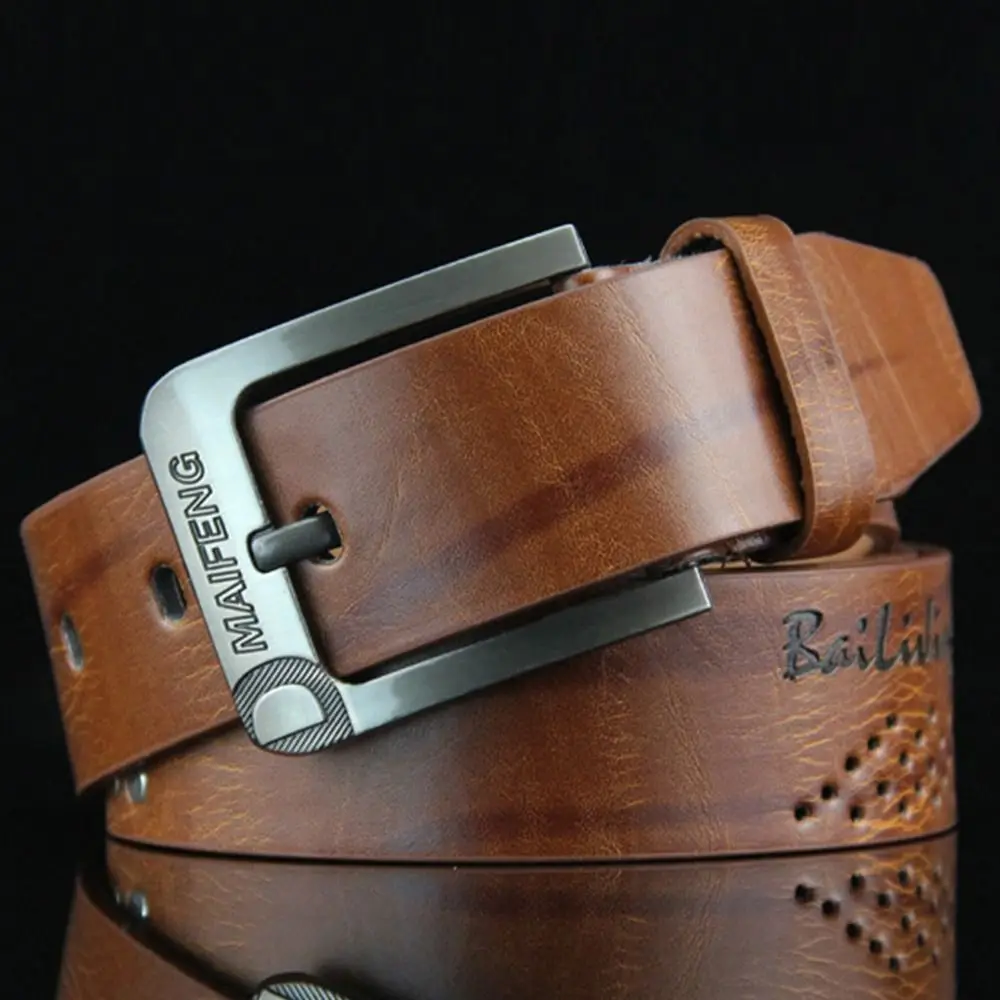 Genuine Leather Men's Belt Luxury High Quality Classic Buckle Business Cowboy Vintage Waistband Alloy