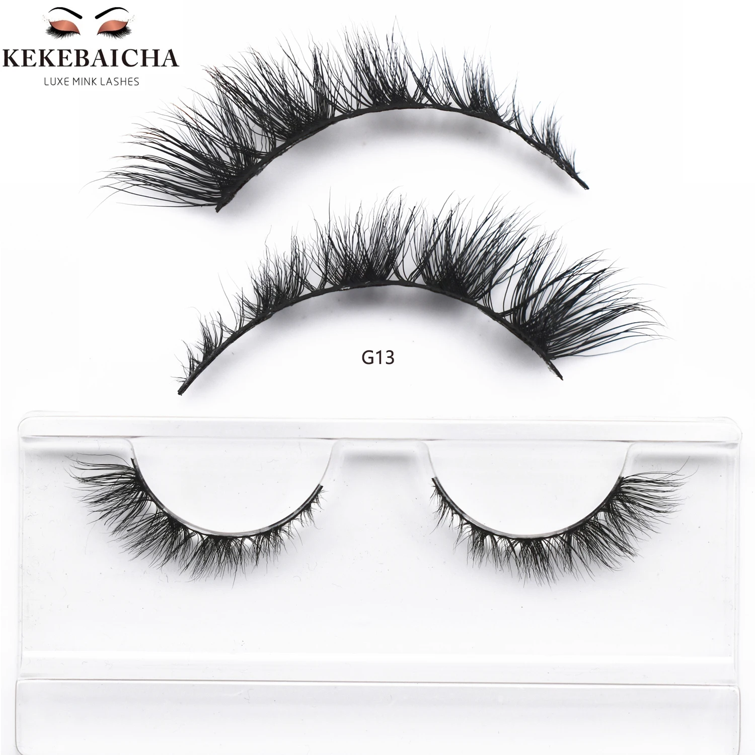 G13 Mink Lashes Fluffy Flare Eyelashes 3D Mink Lashes Fake Eyelash Winged Look Full Strip Lashes Soft False Eyelash Makeup Lash