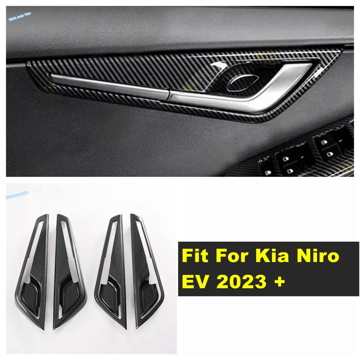 

Fit For Kia Niro EV 2023 Car Accessories Inner Door Handle Bowl Frame Decoration Cover Trim ABS Carbon Fiber Interior Refit Kit