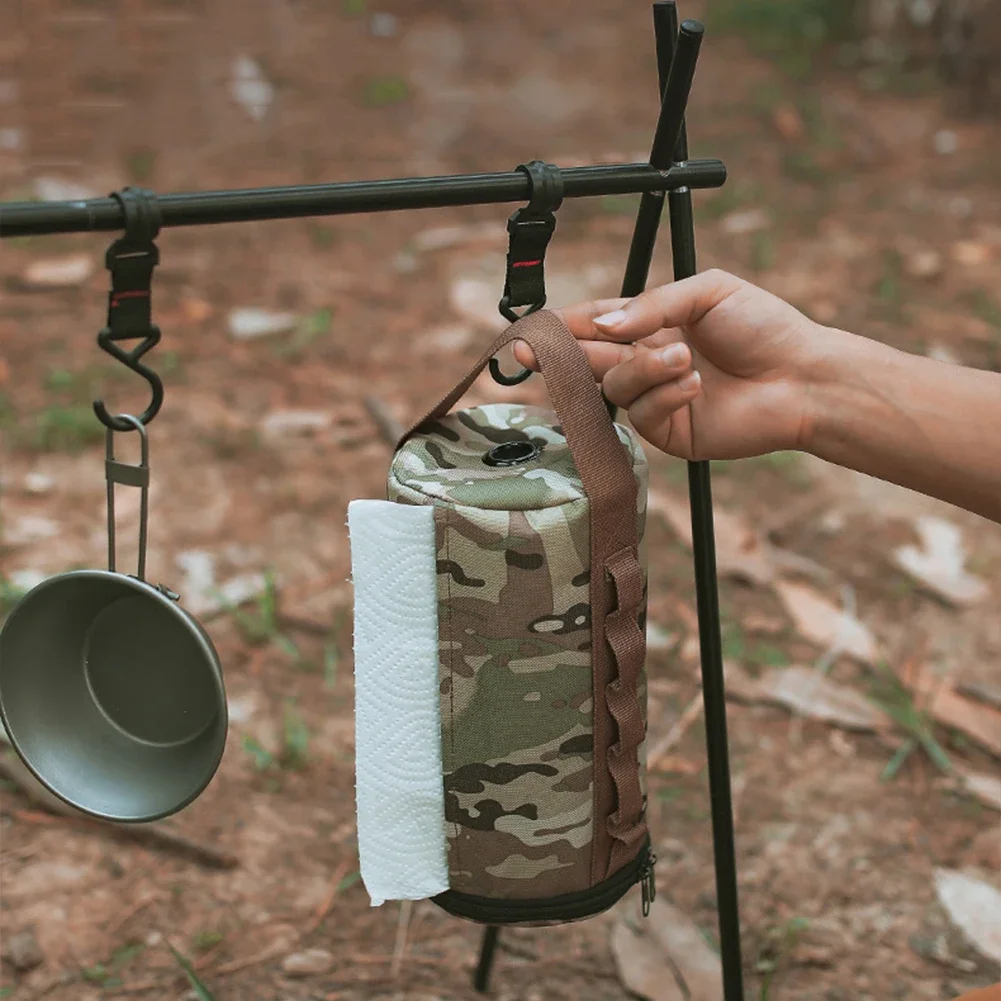 Polyester Camping Paper Box Multifunctional Kitchen Tissue Box Middle Perforated Paper Extraction Box Portable Outdoor Equipment
