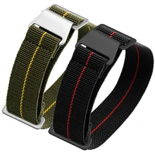 60's French Troops Parachute Elastic Nylon WatchBand Man's Universal SmartWatch Wrist Strap 20mm 21mm 22mm 