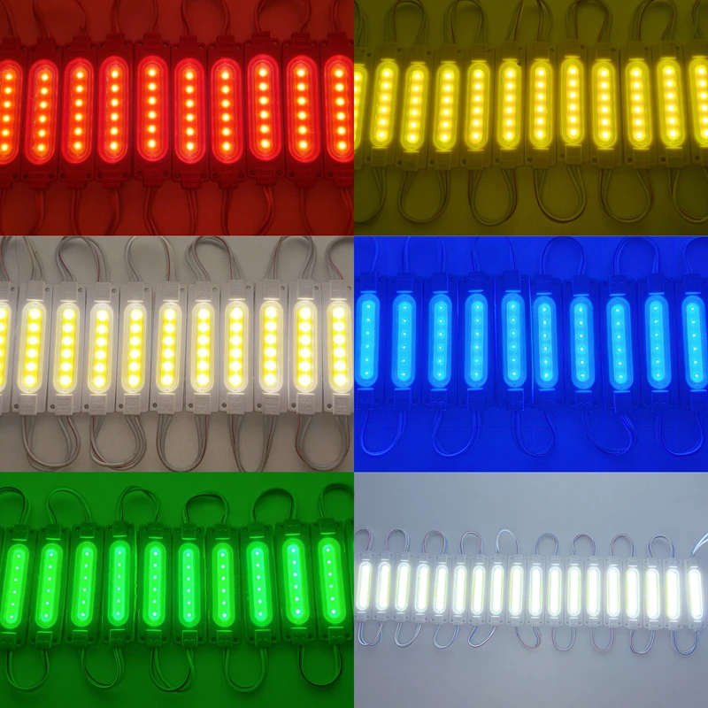 20PCS/lot 12V Multicolour Led Modules COB Light for Backlight Shop Banner Waterproof IP65 Christmas Decorations White Warm Blue