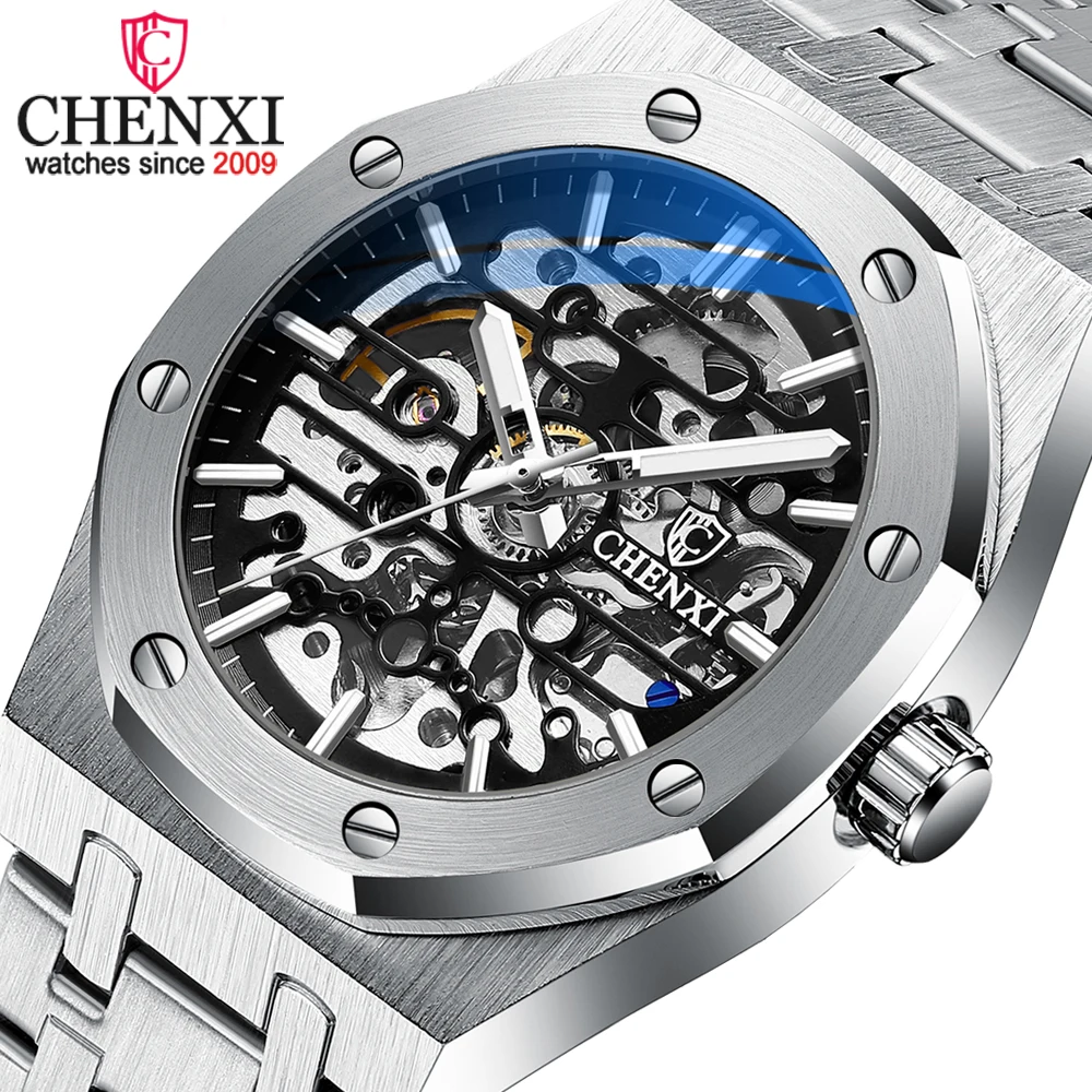 

CHENXI Automatic Mens Watches Top Brand Mechanical Tourbillon Wrist Watch Waterproof Business Stainless Steel Sport Mens Watches
