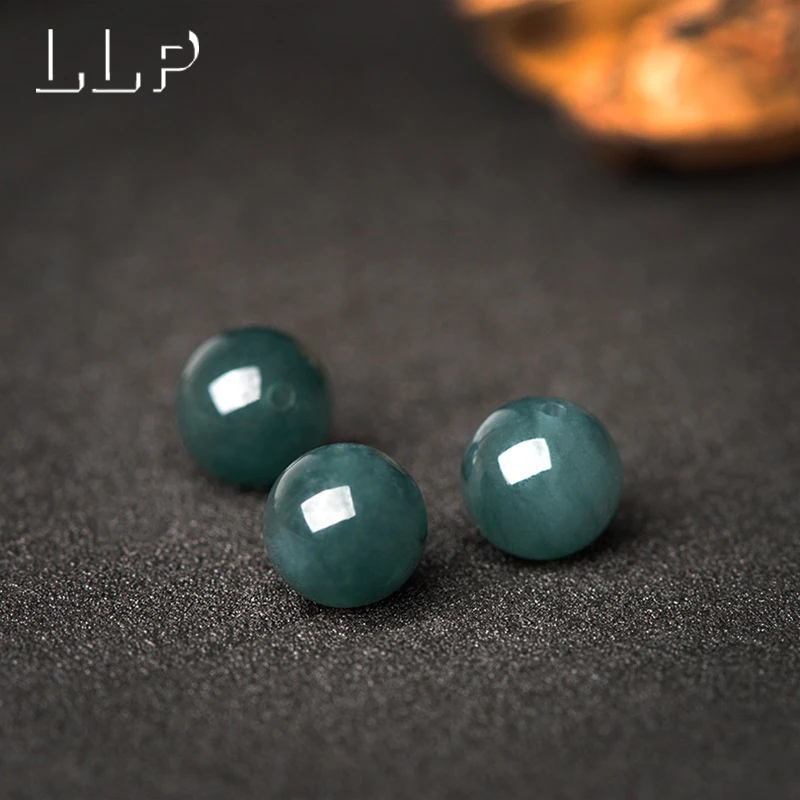Natural Blue Water Jade Round Beads - 10 Piece Set for DIY Jewelry Crafting, Various Sizes Available