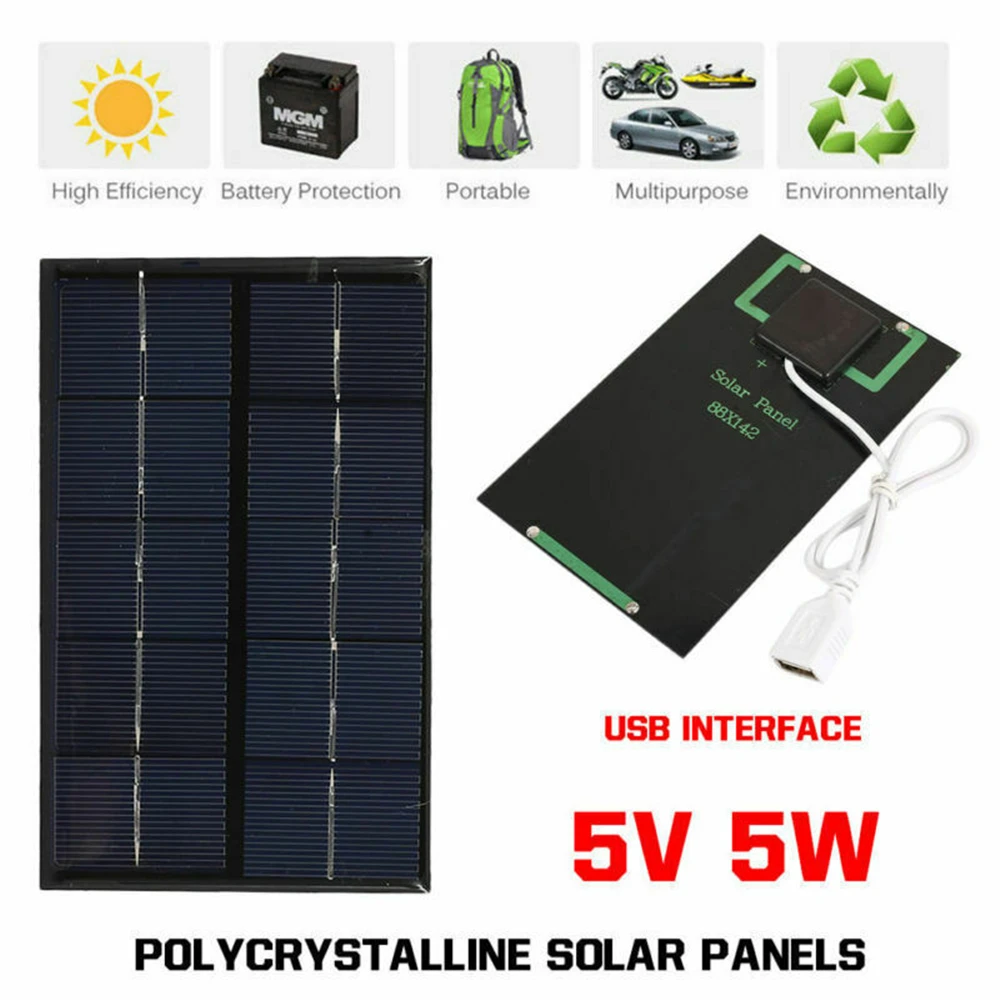 5V 5W solární panel výroba USB outdoorové přenosné solární systém buňka telefon nabíječka solární panel baterie modul energie panel zvětšený