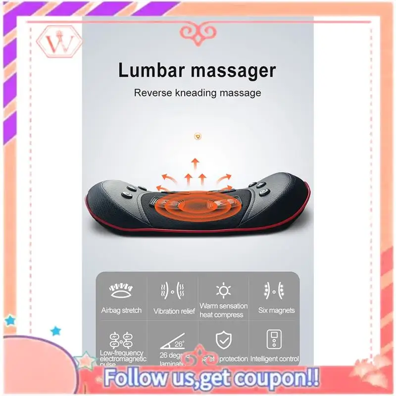 Electric Waist Massager Lumbar Traction Air Bag Inflatable Lumbar Spine Body Massage Vibration Relief Healthcare EU Plug Durable