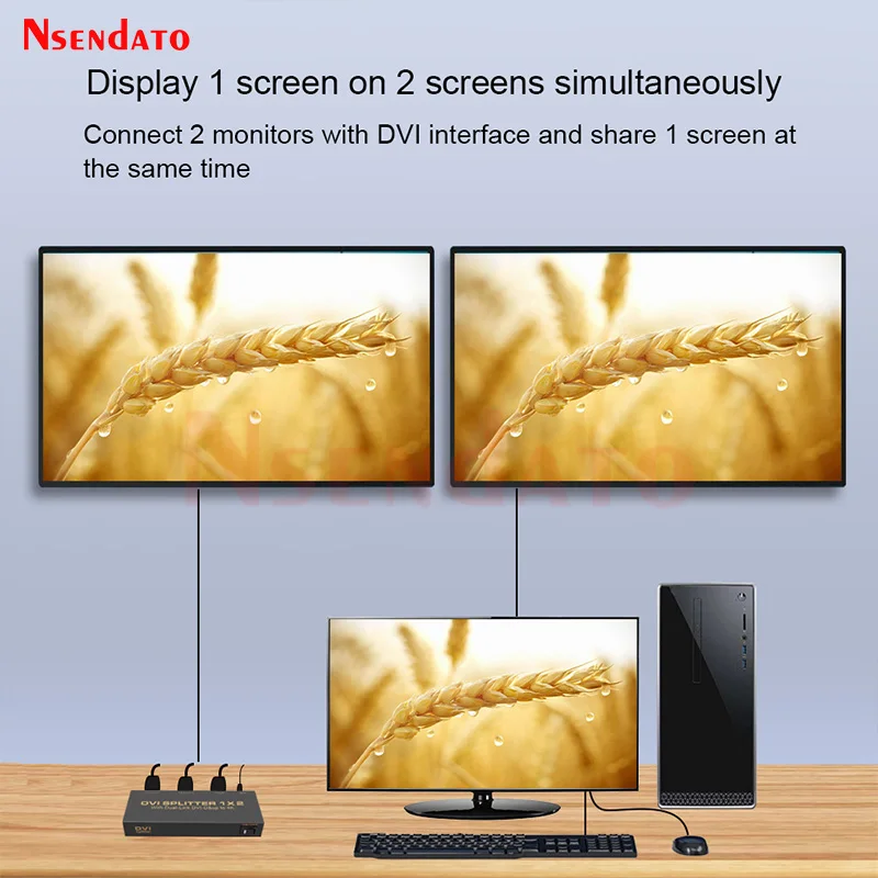 DVI Splitter 1X2 1 in 2 out DVI Switch Switcher 4K 1 DVI-D input and 2 DVI-D output 2 Port DVI Splitter For TV Monitor PC