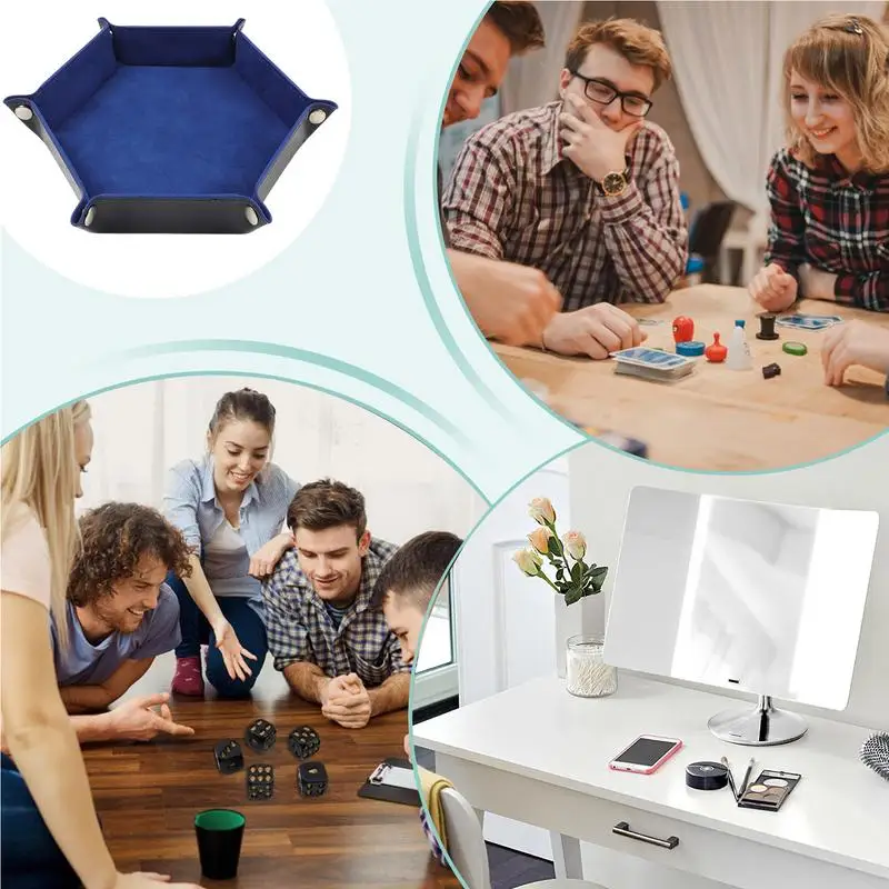 Folding Dice Tray Folding Dice Rolling Mat Desk Organizer Velvet Dice Board Portable Dice Holder Dice Storage Rolling Tray For 5