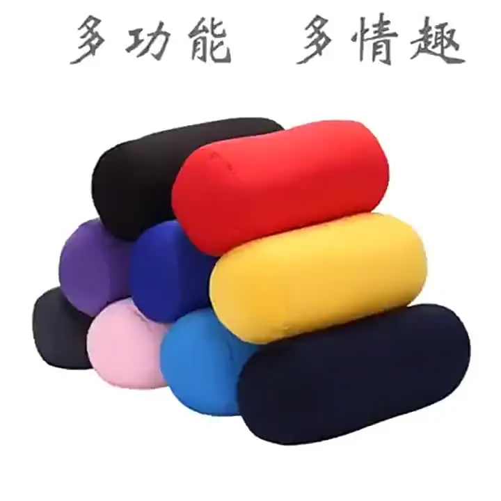 Oreiller Rond Soutien Cervical Coussin De Nuque Appui-Tête Avec Taie D' Oreiller Lavable Coussin Cylindrique En Microbilles Pour Le Cou, La Taille, Le Dos, La Tête, Le Voyage, 9,15x60cm