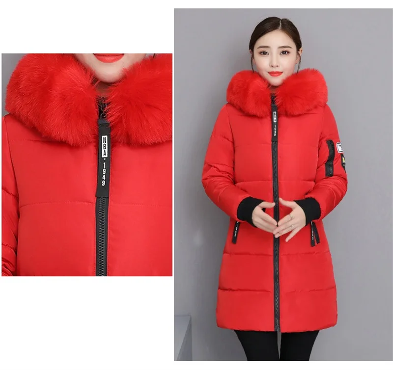 Parkas Women 2026 Winter Jacket Coat High Quality Hooded Fur Collar Outwear Female Parka Thick Cotton Padded Female Overcoat