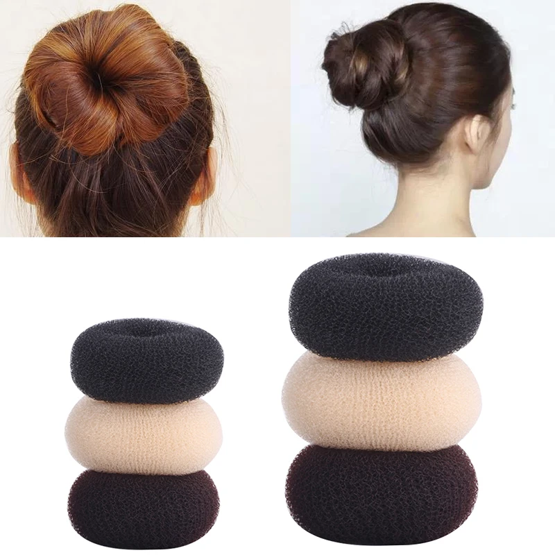 3 Colors Fashion Elegant Hair Bun Donut Foam Sponge Easy Big Ring Hair Styling Tools Hairstyle Hair Accessories For Girls Women