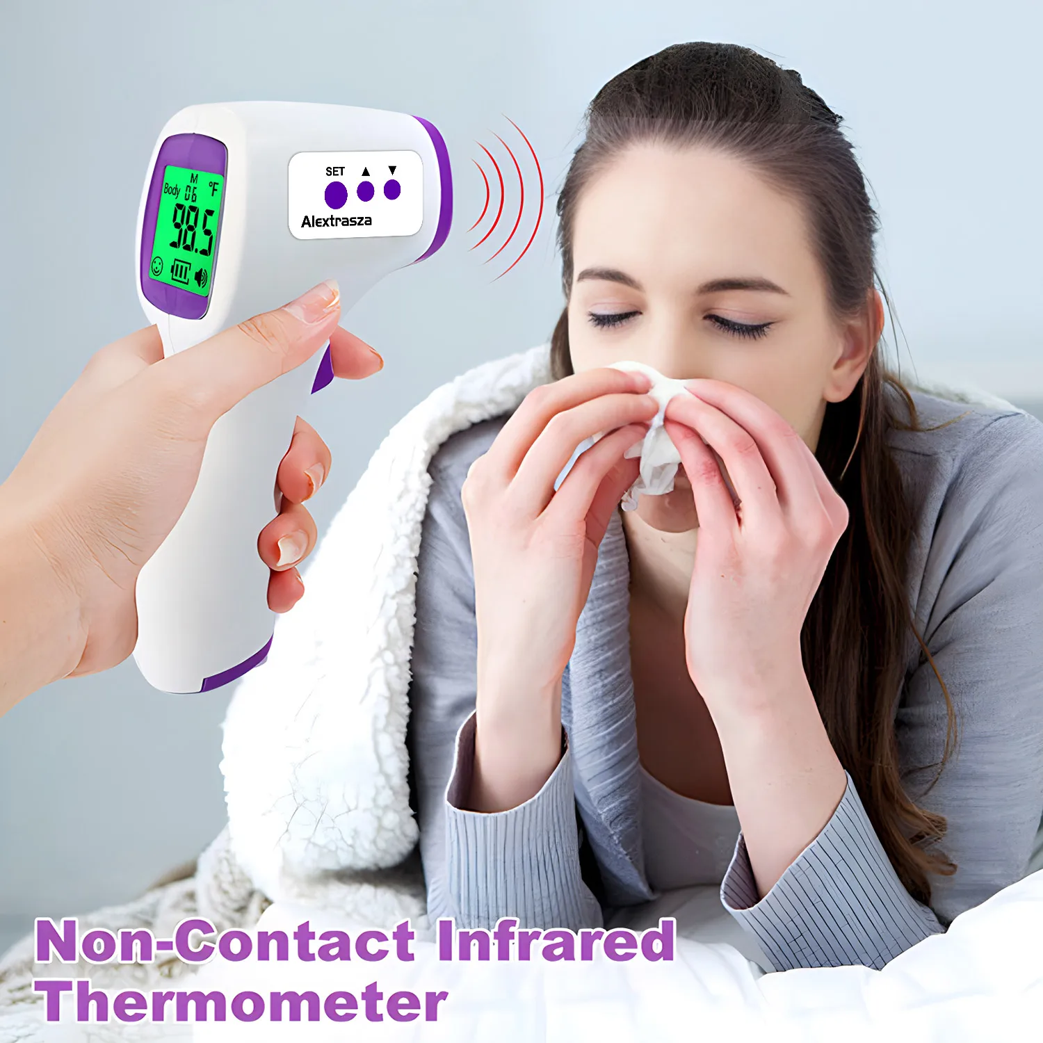 Non Contacted Digital Thermometer for Baby Kid 3 Color Backlight Forehead Thermometer Fever Safety Health Measurement Tool