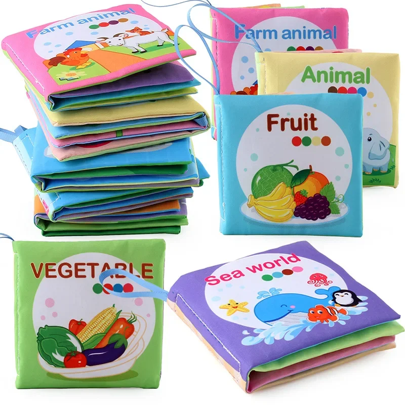 Baby Books Cloth Useful Early Education Cartoon Pictures Durable Flexible Tear-resistant Books Cognitive Sensory Kids Toddlers 2