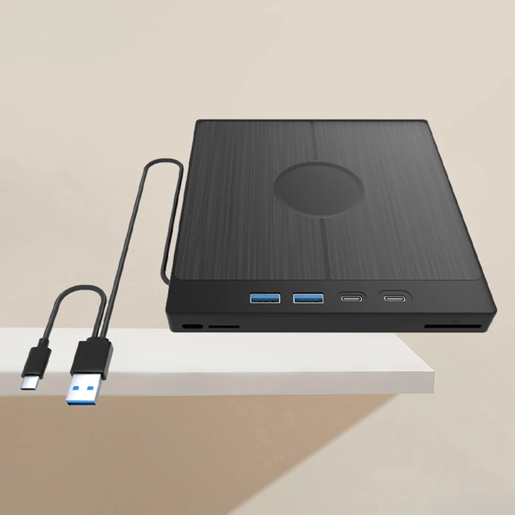 노트북 데스크탑 PC용 외부 CD/DVD 드라이브 DVD 플레이어, 1 TF/SD 카드 슬롯, USB 3.0 휴대용 CD/DVD 버너 광학 드라이브, 7 in 1
