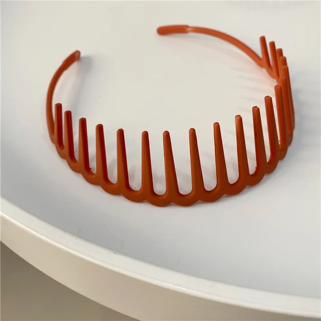 Fashion Simple Headdress Solid Color Resin Hair Comb Hairbands Headband Hair Hoop Bezel With Teeth Hair Accessories For Women Orange