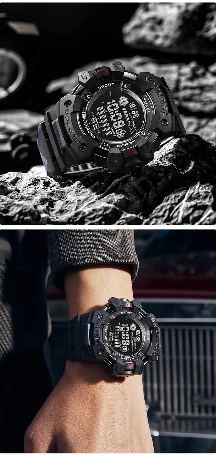 SMAEL Digital Wristwatch in Various Settings