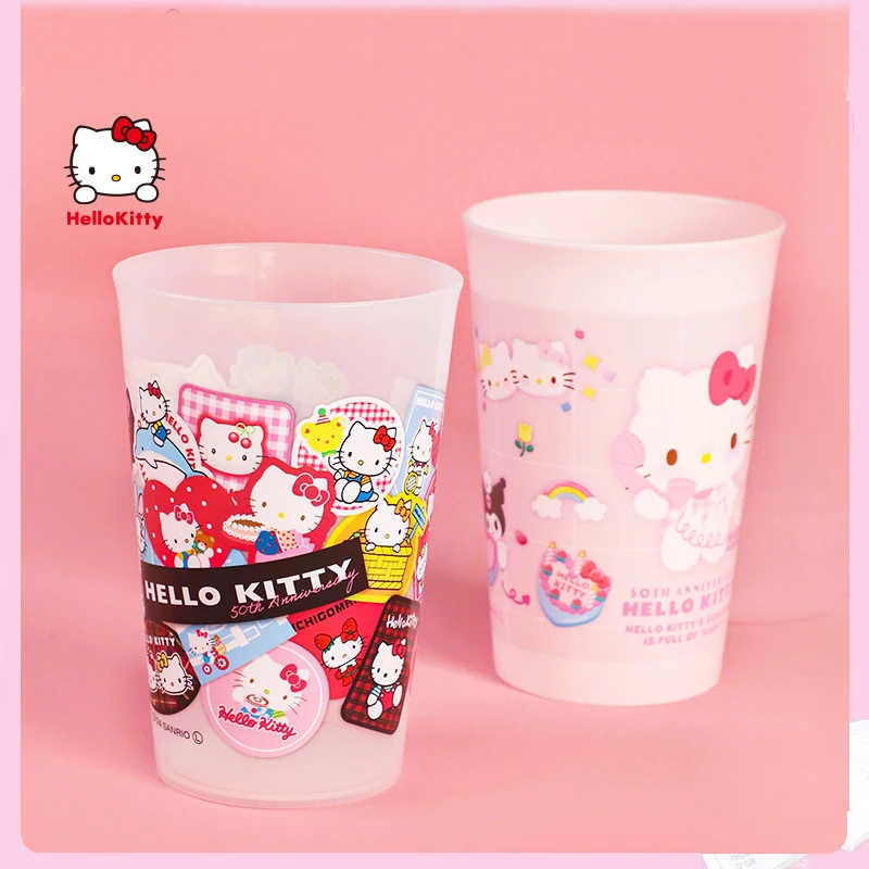

Sanrio Hello Kitty Cup Girl Heart Kawaii Anime Large Capacity Mouthwash Cup Cute Cartoon Multi-Function Drink Cup Gift for Kids