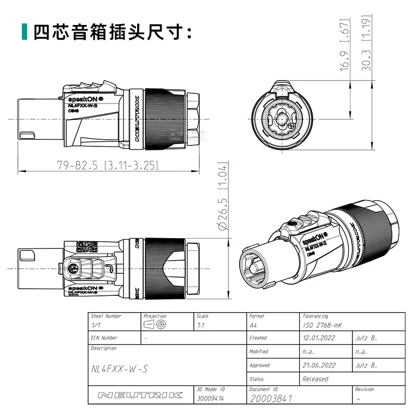 Neutrik 2 4 8 Pin SpeakON Lautsprecheranschlüsse NL4FX NL8FC Audiokabel Heimkino-Bildschirm Verstärker Lautsprecher Ohmischer Kopfstecker – Detail 28