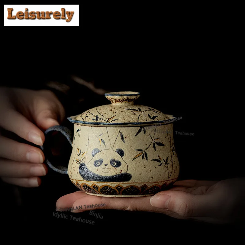 180ML Firestone Red Panda Bamboo Filter Tea Separator Cup Zen Tea Mug with Infuser Household Tea Maker Office Water Cup Craft