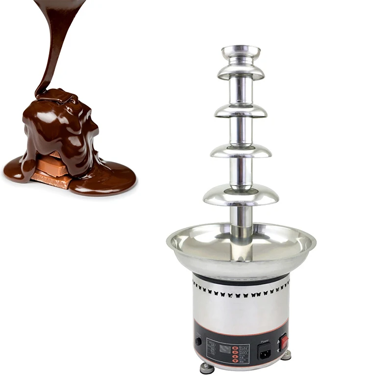 Electric 5 Layers Chocolate Fountain Hot Pot Chocolate Waterfall Machine Melting Warming Function for Family Office Party
