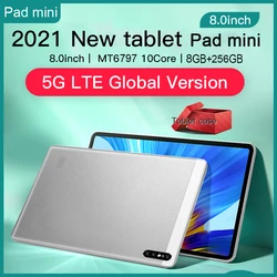 Mini Tablette PC de 8 pouces, avec 8 go de RAM, 256 go de ROM, Android 10, MTK 6797, 10 Core, réseau 5G, WIFI, 6000 mAh 
