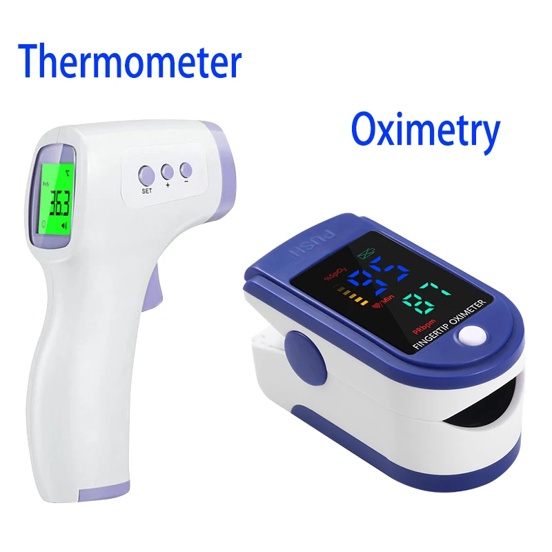 Non-Contact Digital Thermometer Fast measure Light or portable Fingertip medical equipment SpO2 PR monitoring oximeter