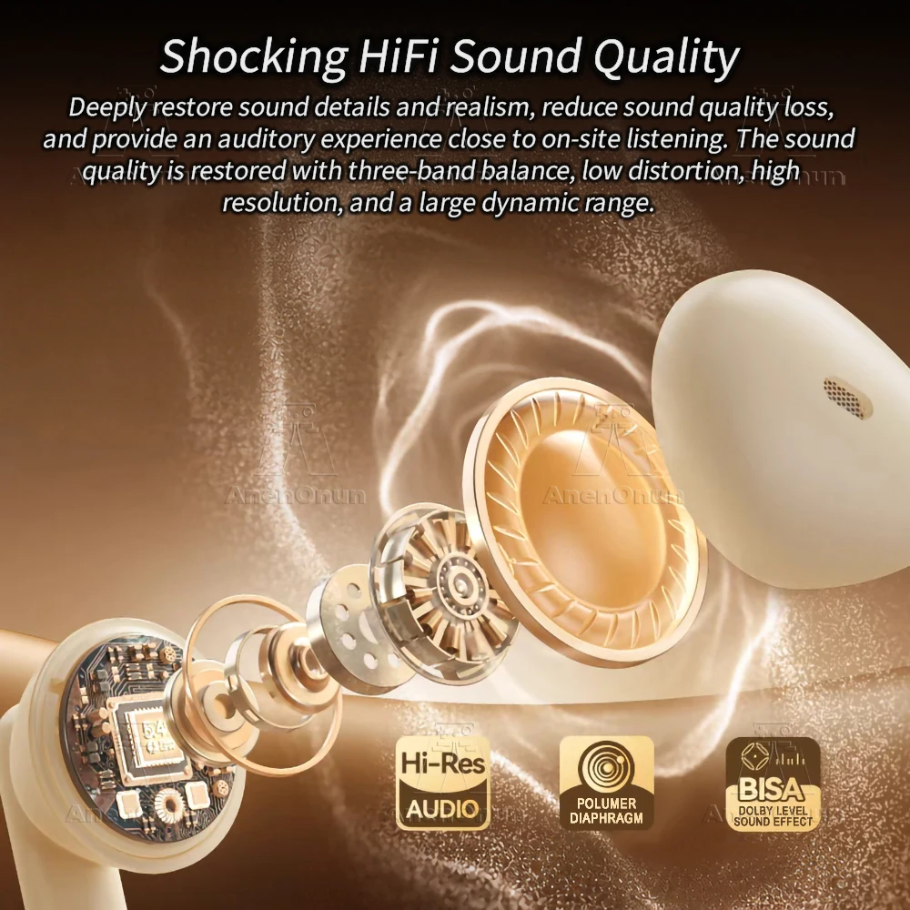 TWS Earbuds Semi-In-Ear Bluetooth Earphones 28H Playtime HD Stereo Sound ENC Noise Cancelling IPX4 Waterproof Handsfree - Orange 4