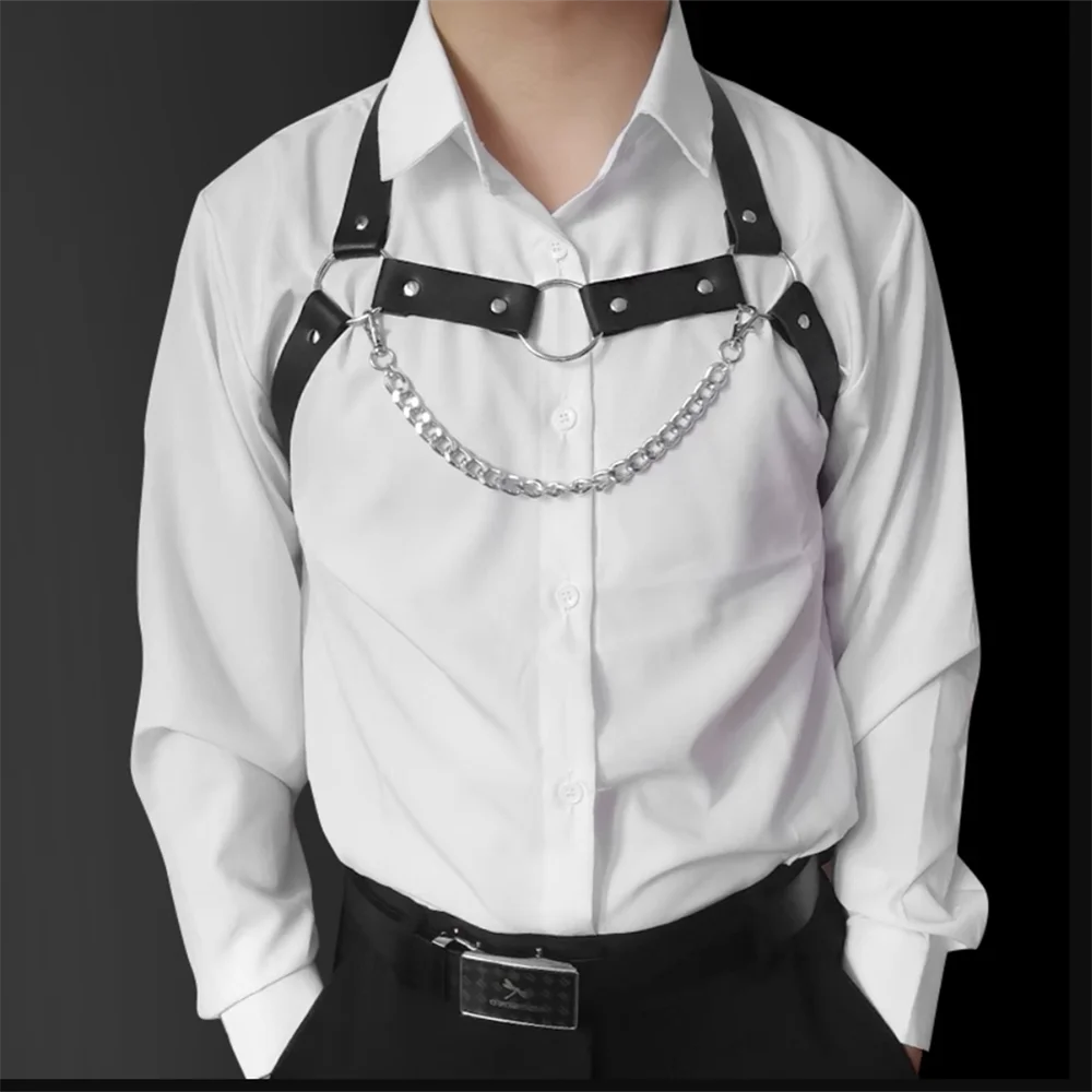 Leather chest harness Men Sexual Chest Leather Harness Belts Adjustable BDSM Gay Body Bondage Harness Strap Rave Gay Clothing for Adult Sex