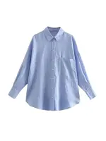 Women Fashion With Pocket Oversized Shirts Vintage Long Sleeve Button-up Female Blouses Blusas Chic Tops - Image 4
