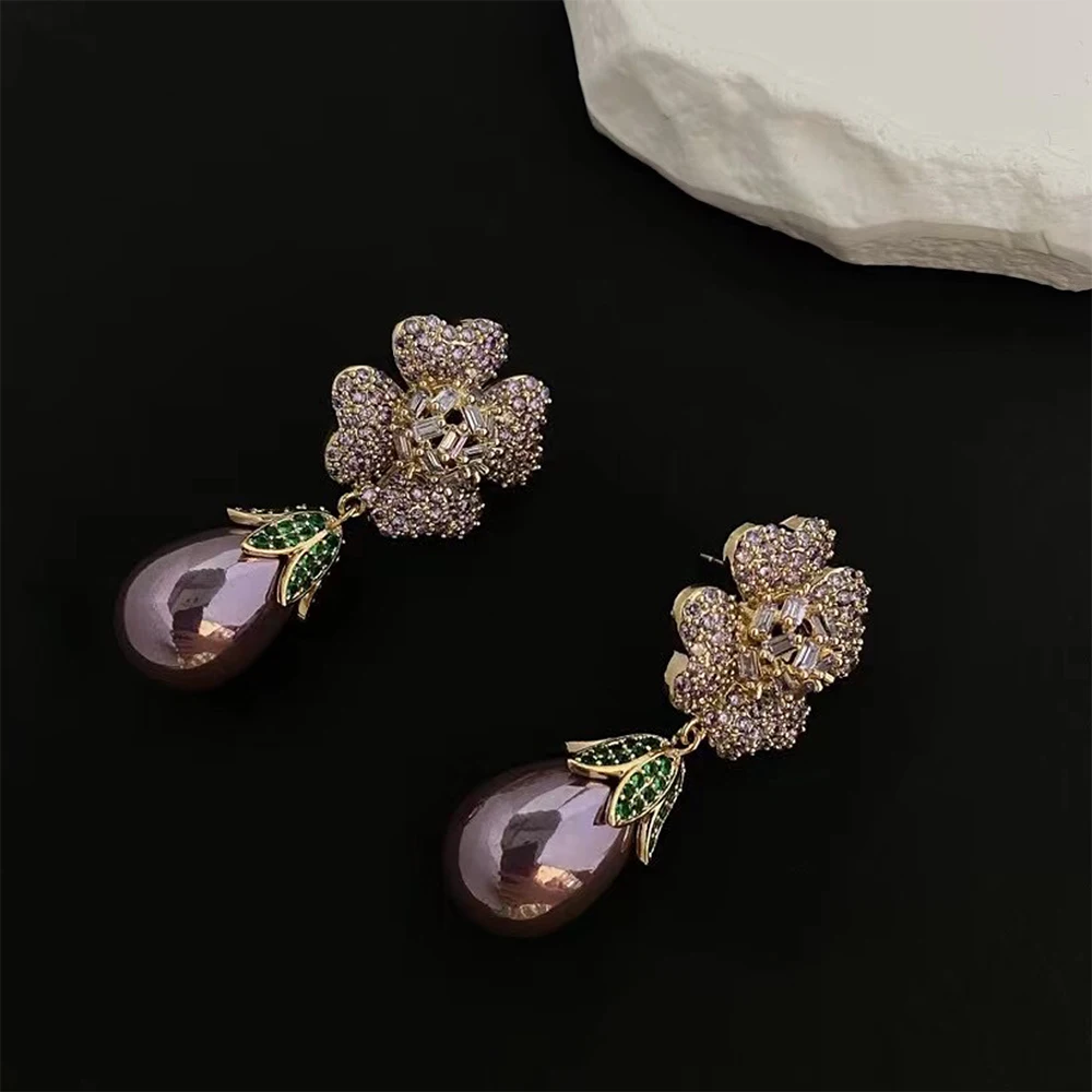 Vintage  Luxury Temperament  Zircon inlaid pearl Series Earring for women's Girl gift  Jewelry wholesale free shippings