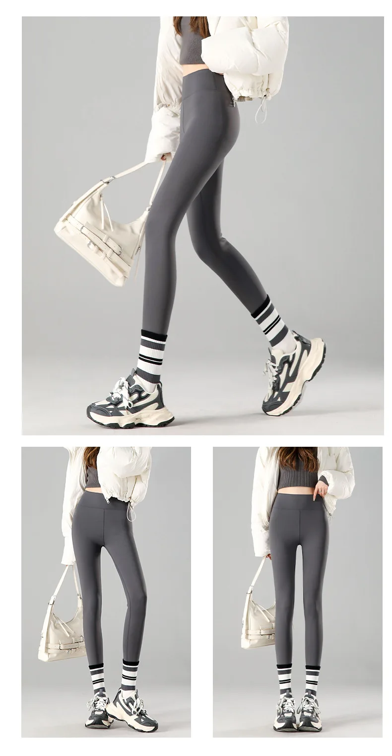 Thermal Fleece Leggings - High Waist Winter Warm Leggings With Rabbit Wool Insulation